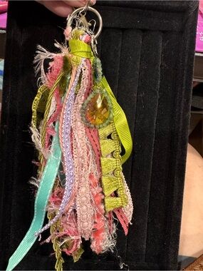 Colorful Tassel Keychain Charm in Lime Green & Pastels